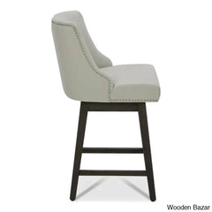 Arvellex Swivel Upholstered 26’’ Counter Stool With Solid Wood Frame (Set Of 3)