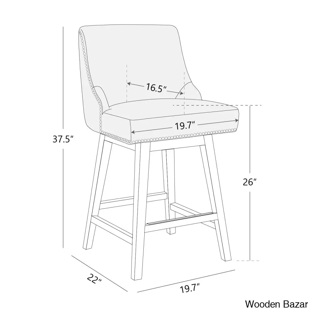 Arvellex Swivel Upholstered 26’’ Counter Stool With Solid Wood Frame (Set Of 3)