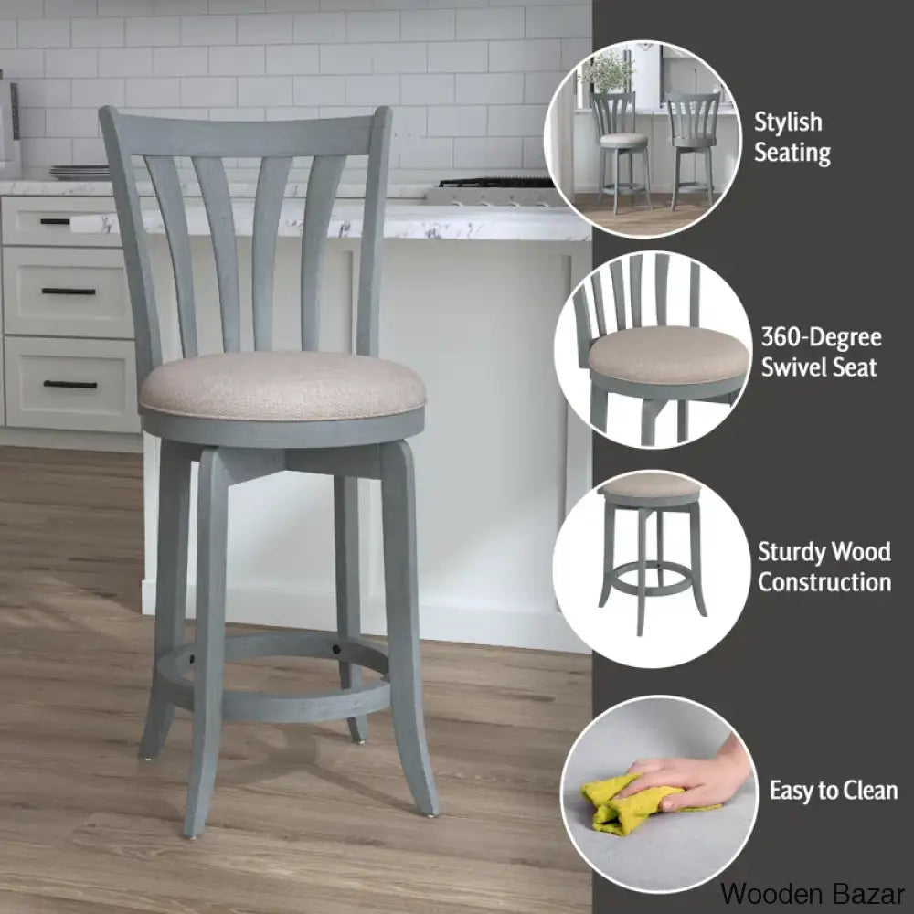 Asharnc Swivel Upholstered Counter And Bar Stool