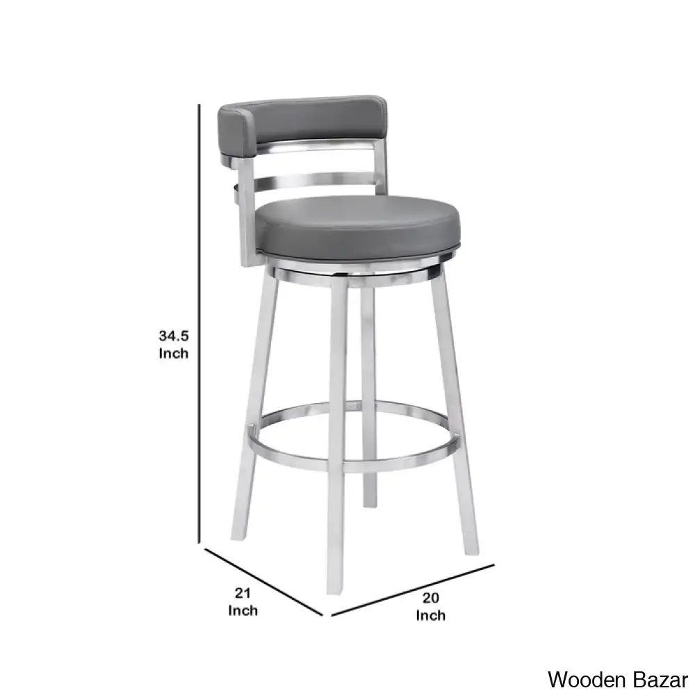 Ashlamario Swivel Counter & Bar Stool With Metal Base And Footrest