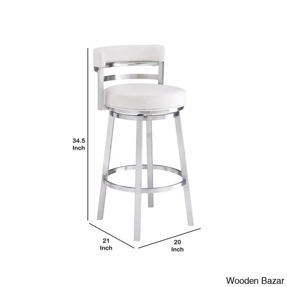 Ashlamario Swivel Counter & Bar Stool With Metal Base And Footrest