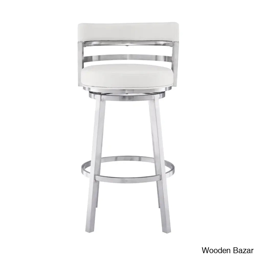 Ashlamario Swivel Counter & Bar Stool With Metal Base And Footrest