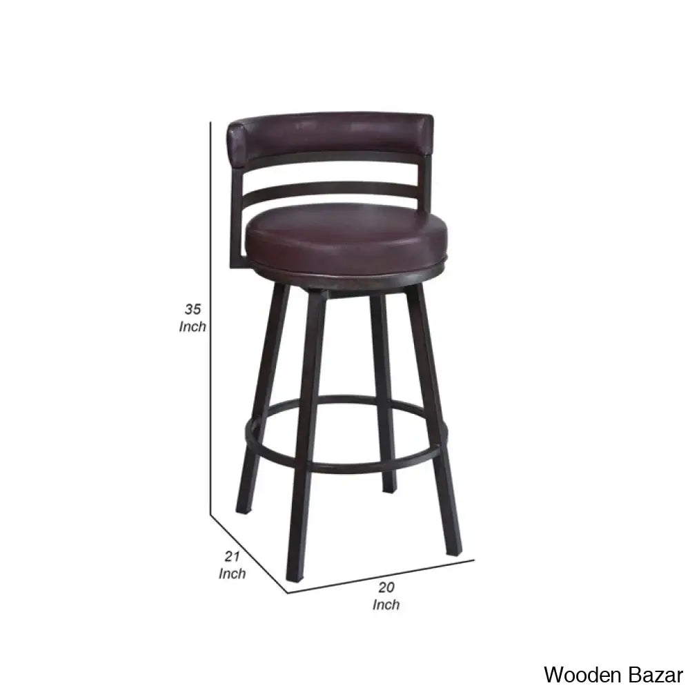 Ashlamario Swivel Counter & Bar Stool With Metal Base And Footrest