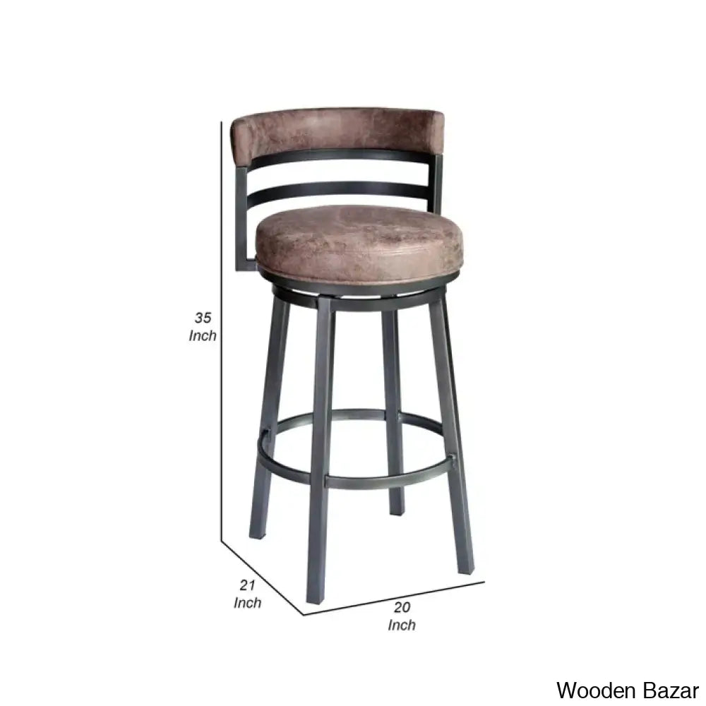 Ashlamario Swivel Counter & Bar Stool With Metal Base And Footrest