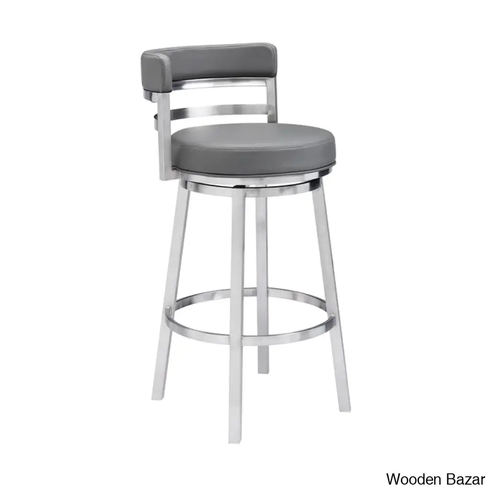 Ashlamario Swivel Counter & Bar Stool With Metal Base And Footrest