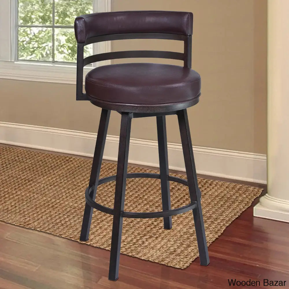 Ashlamario Swivel Counter & Bar Stool With Metal Base And Footrest