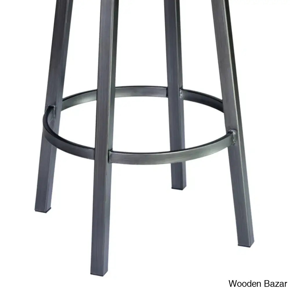 Ashlamario Swivel Counter & Bar Stool With Metal Base And Footrest