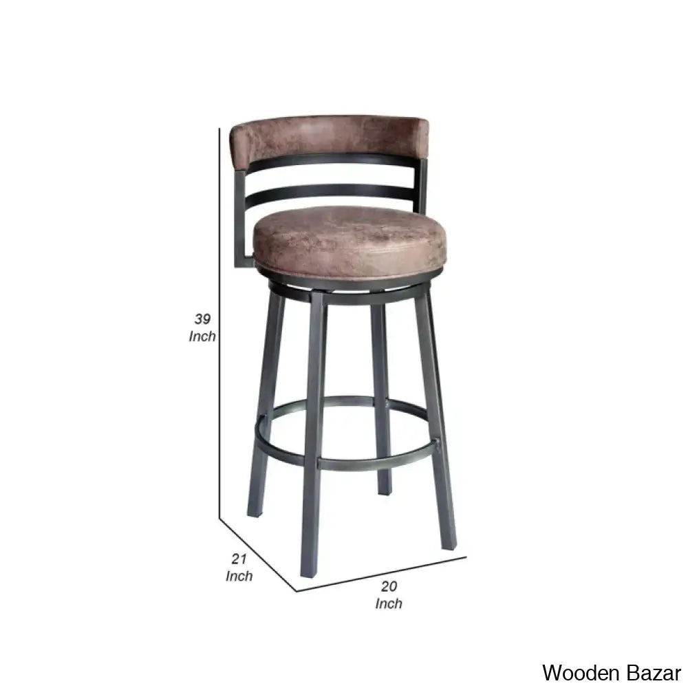 Ashlamario Swivel Counter & Bar Stool With Metal Base And Footrest