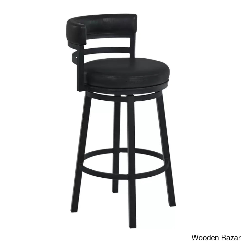 Ashlamario Swivel Counter & Bar Stool With Metal Base And Footrest