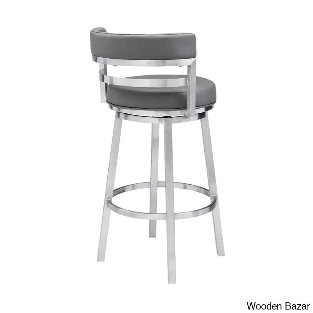 Ashlamario Swivel Counter & Bar Stool With Metal Base And Footrest