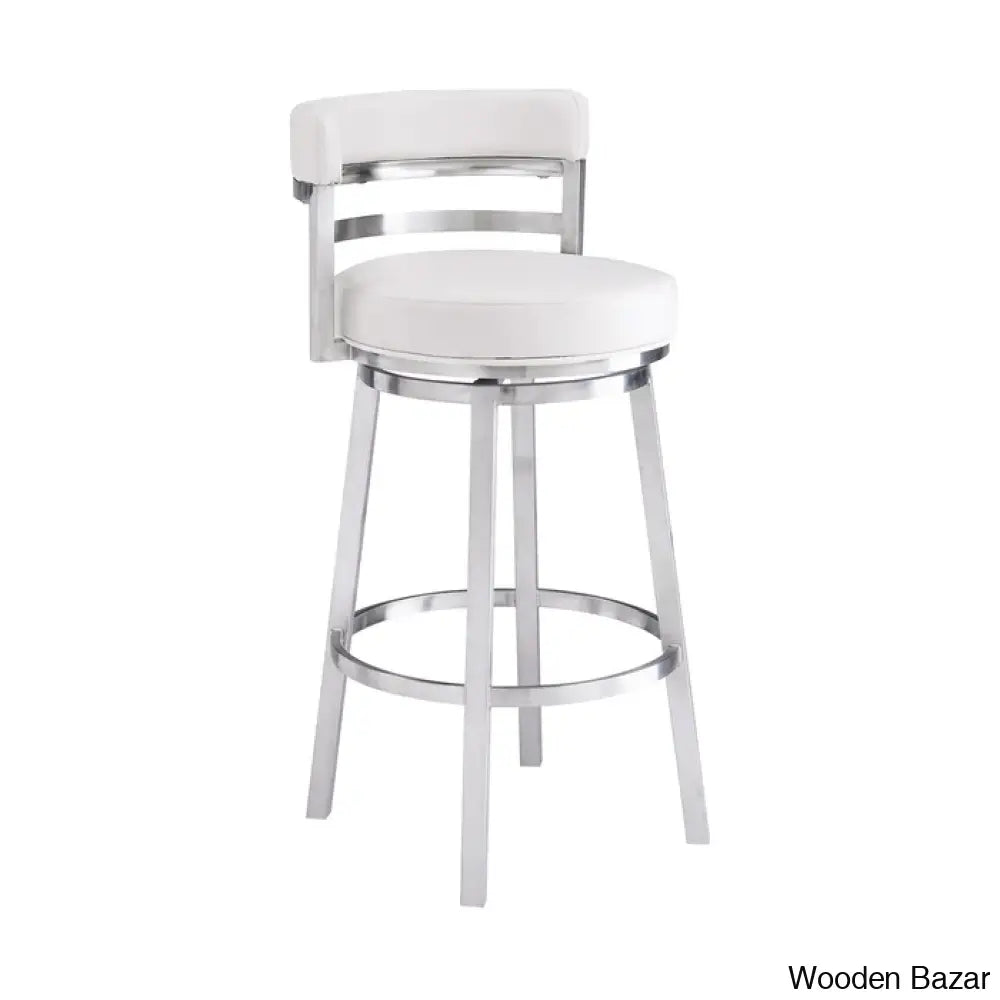 Ashlamario Swivel Counter & Bar Stool With Metal Base And Footrest