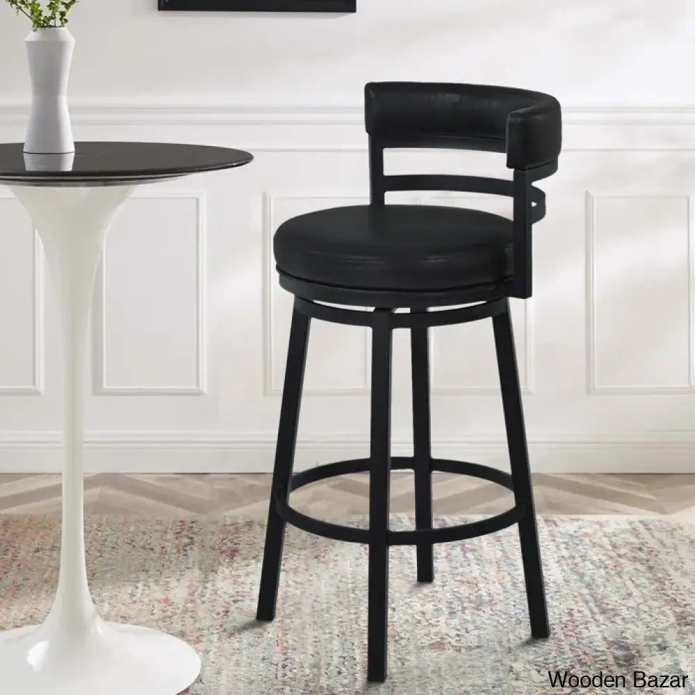 Ashlamario Swivel Counter & Bar Stool With Metal Base And Footrest