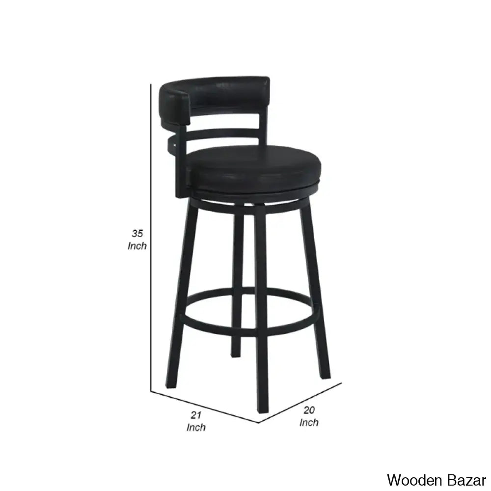 Ashlamario Swivel Counter & Bar Stool With Metal Base And Footrest