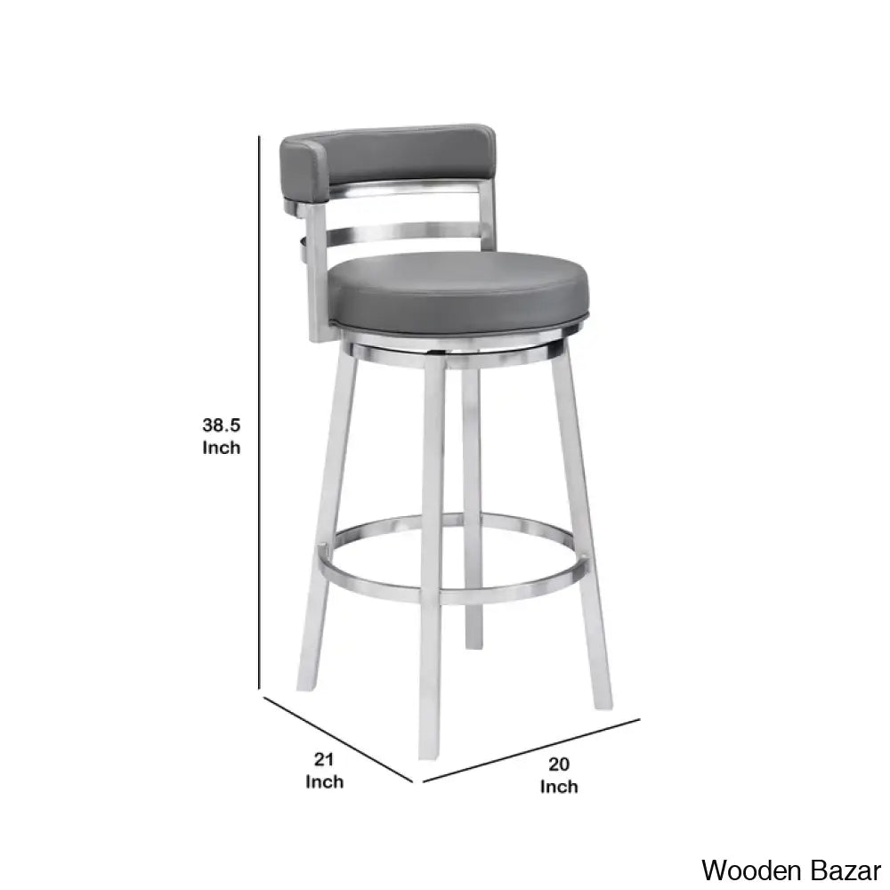 Ashlamario Swivel Counter & Bar Stool With Metal Base And Footrest