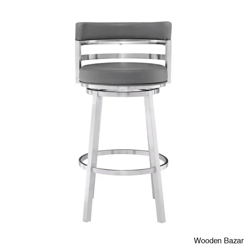 Ashlamario Swivel Counter & Bar Stool With Metal Base And Footrest