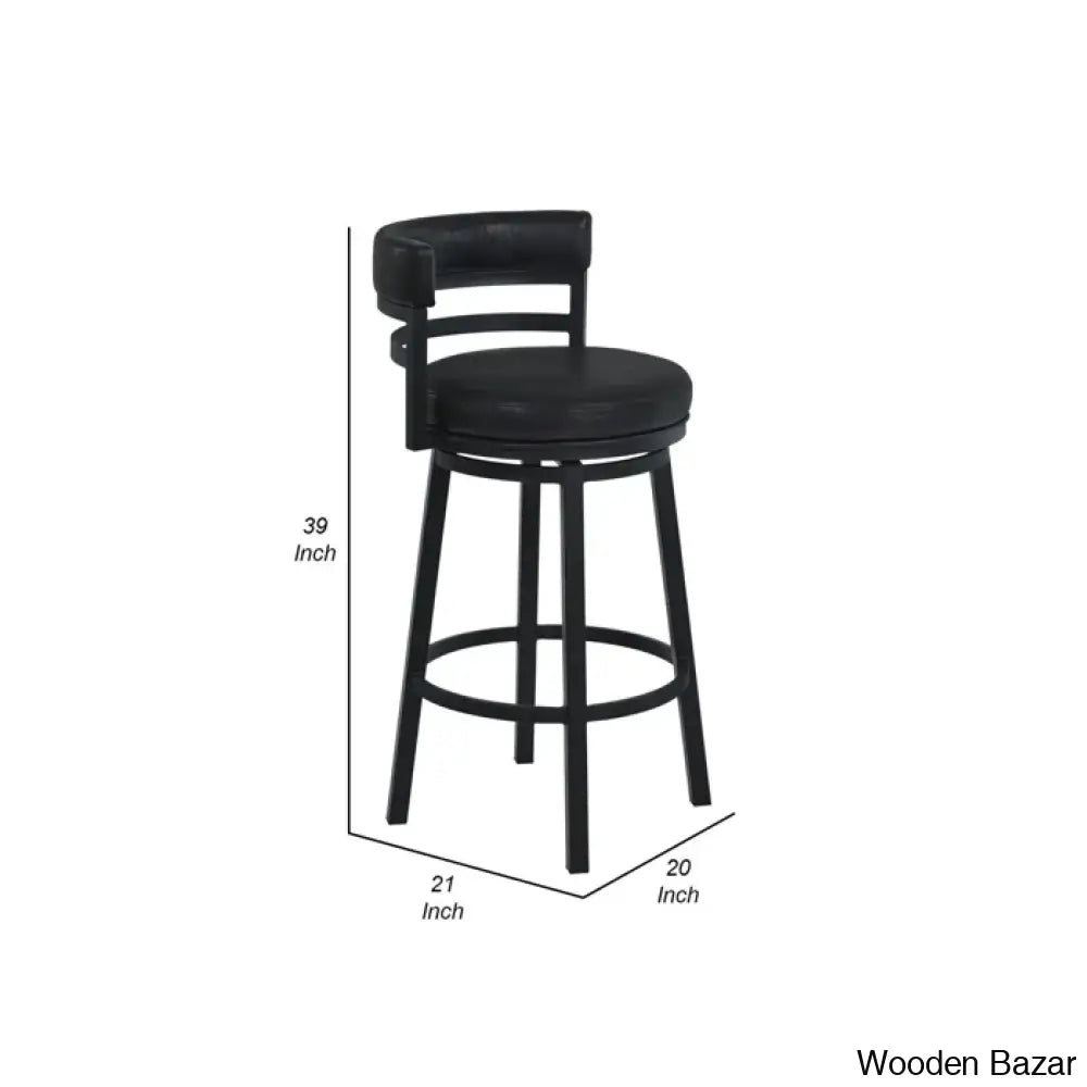 Ashlamario Swivel Counter & Bar Stool With Metal Base And Footrest