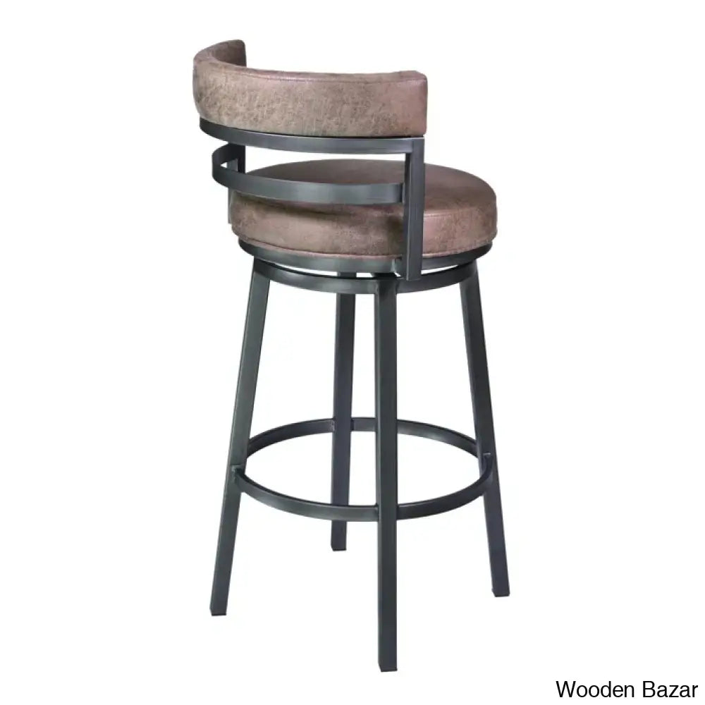 Ashlamario Swivel Counter & Bar Stool With Metal Base And Footrest