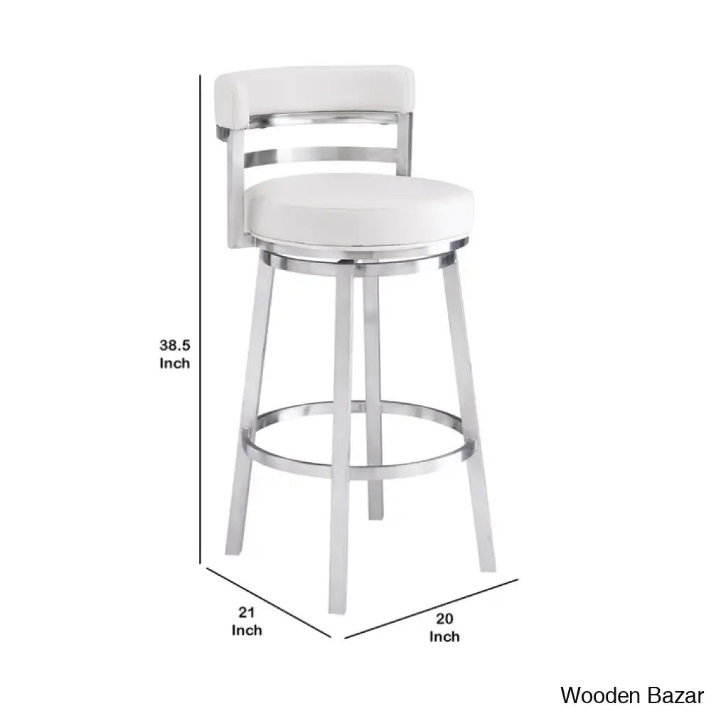 Ashlamario Swivel Counter & Bar Stool With Metal Base And Footrest