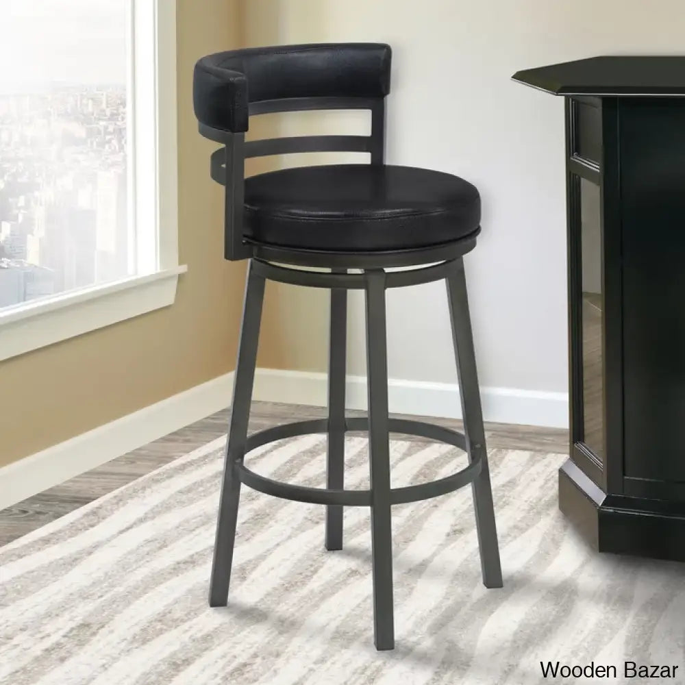 Ashlamario Swivel Counter & Bar Stool With Metal Base And Footrest