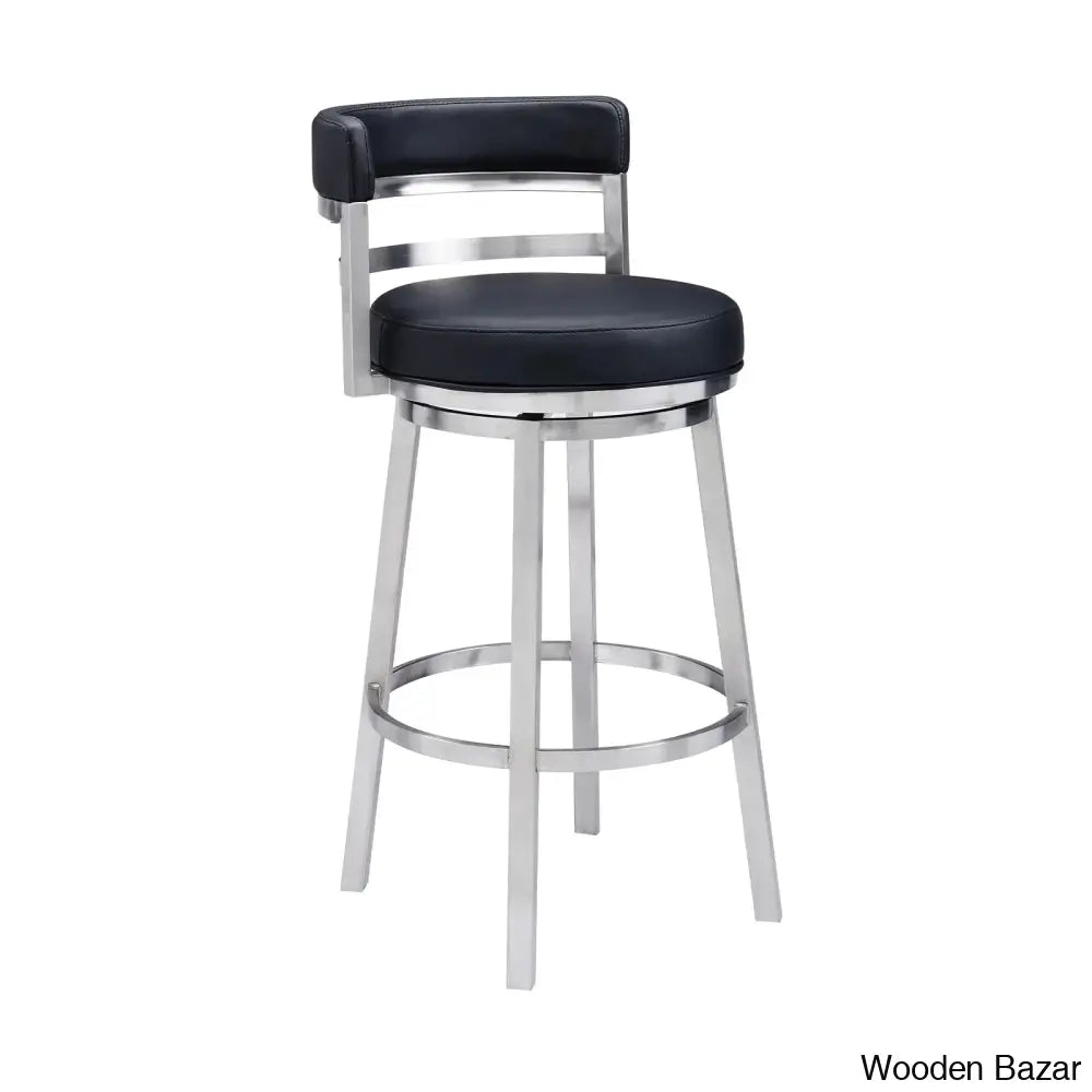 Ashlamario Swivel Counter & Bar Stool With Metal Base And Footrest