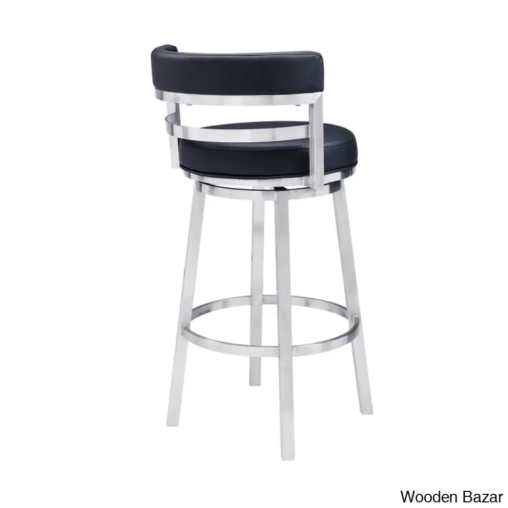 Ashlamario Swivel Counter & Bar Stool With Metal Base And Footrest