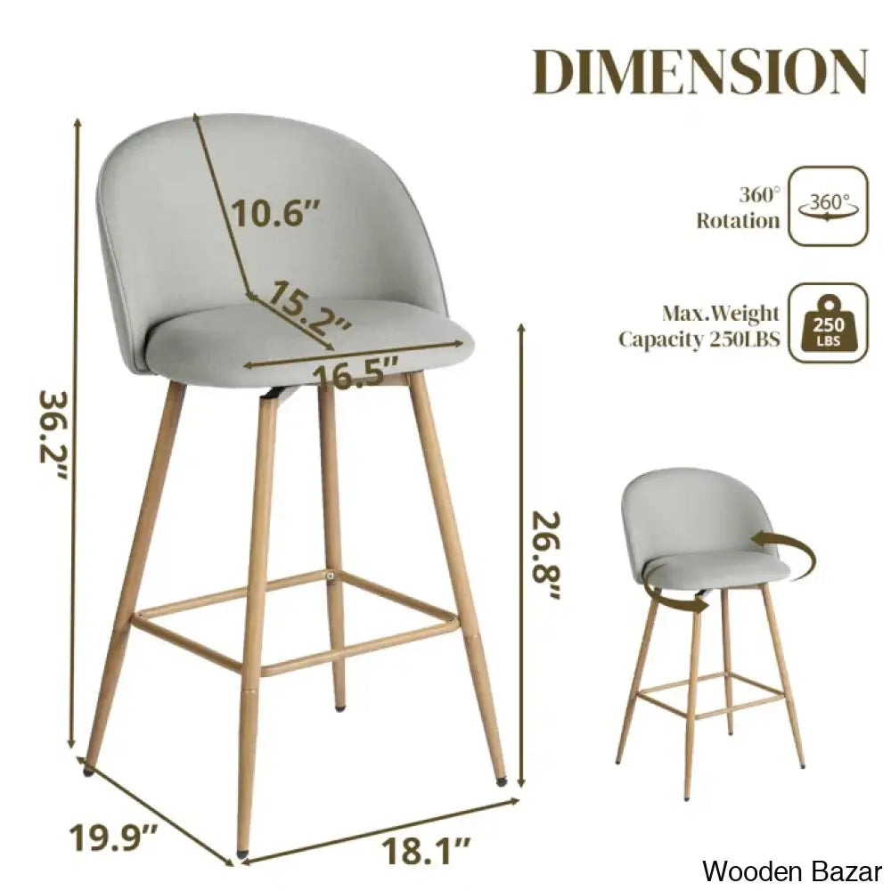 Asotino 360° Swivel Upholstered Counter And Bar Stools With Backrest