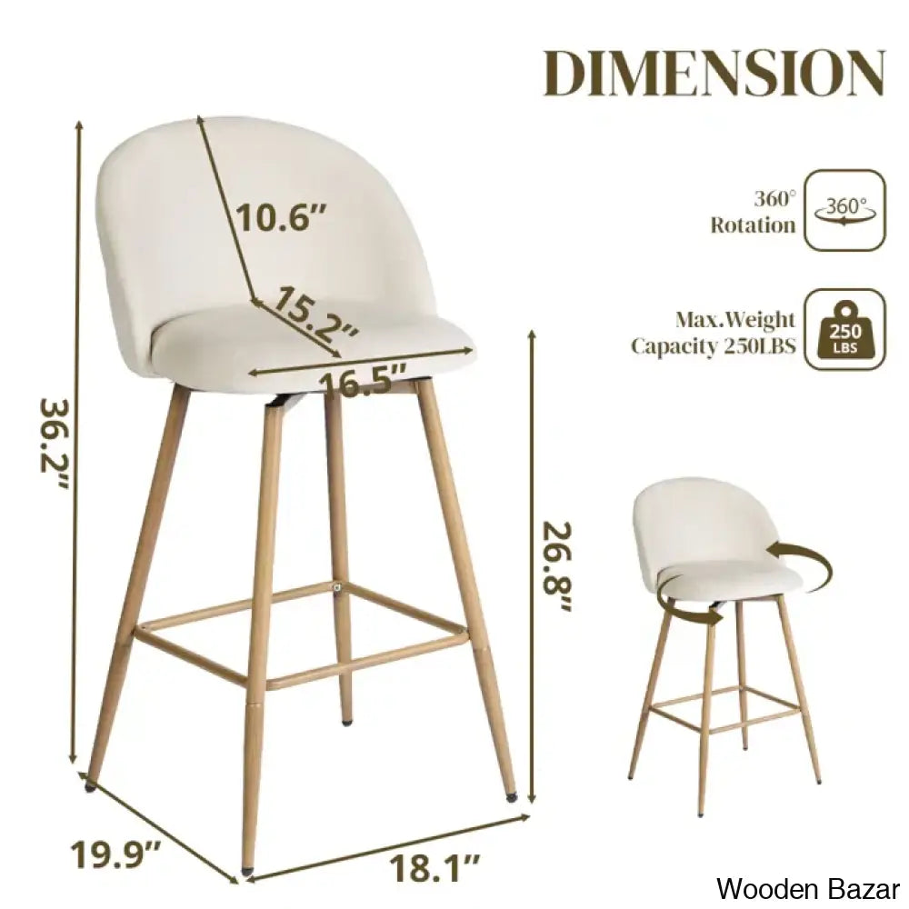 Asotino 360° Swivel Upholstered Counter And Bar Stools With Backrest