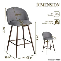 Asotino 360° Swivel Upholstered Counter And Bar Stools With Backrest
