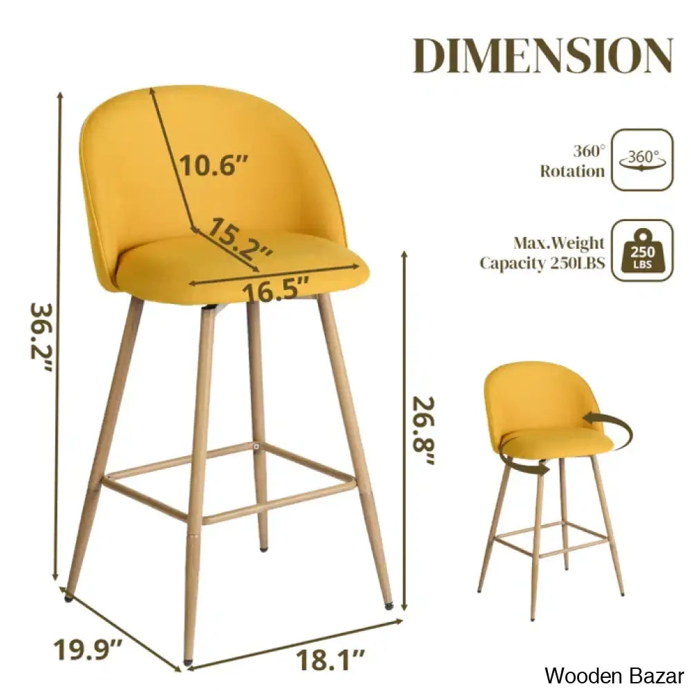 Asotino 360° Swivel Upholstered Counter And Bar Stools With Backrest