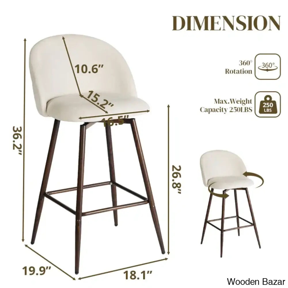 Asotino 360° Swivel Upholstered Counter And Bar Stools With Backrest