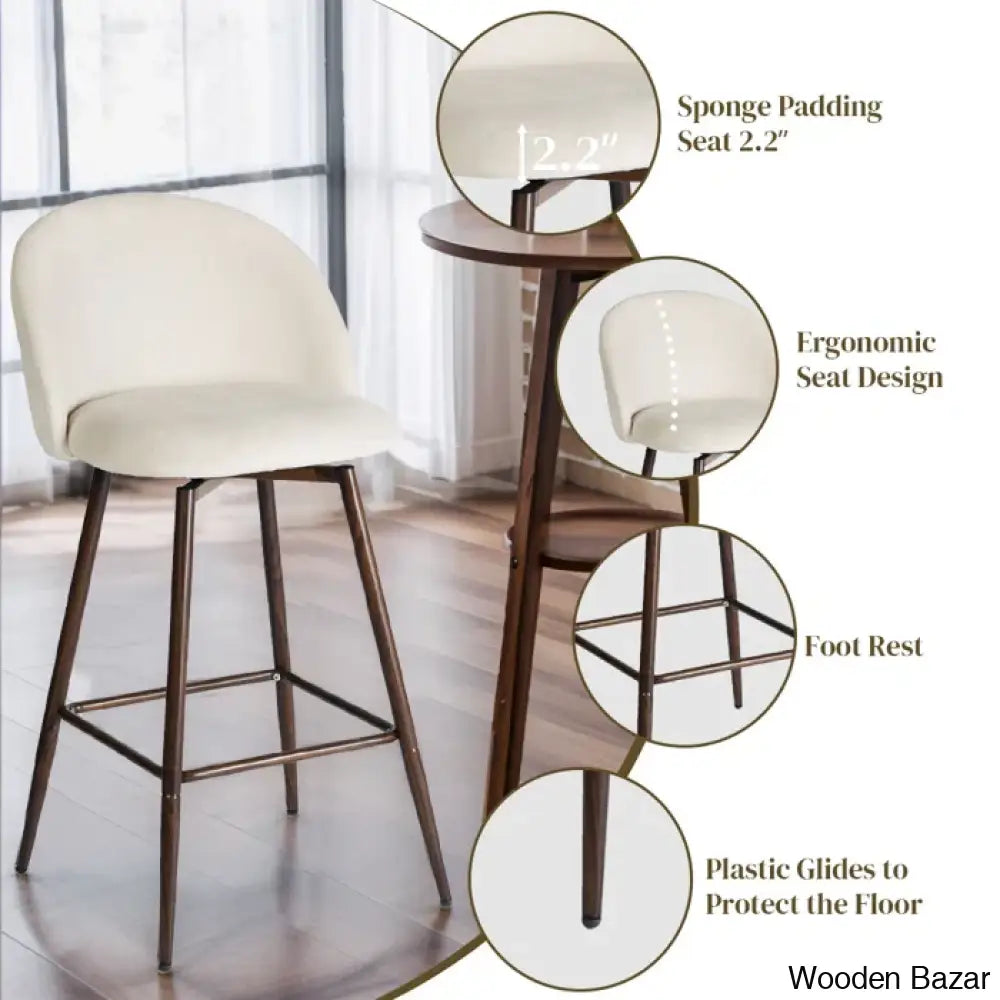 Asotino 360° Swivel Upholstered Counter And Bar Stools With Backrest