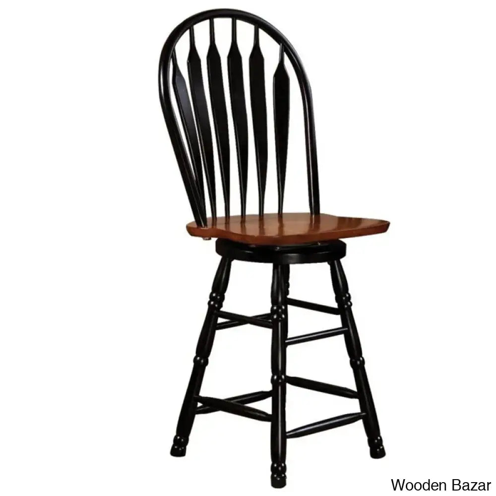 Atriciac Swivel Solid Wood Counter And Bar Stool Cherry / Black