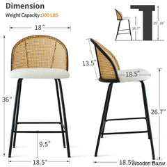 Attallas Swivel Upholstered 26.7’’ Rattan Counter And Bar Stool (Set Of 2)