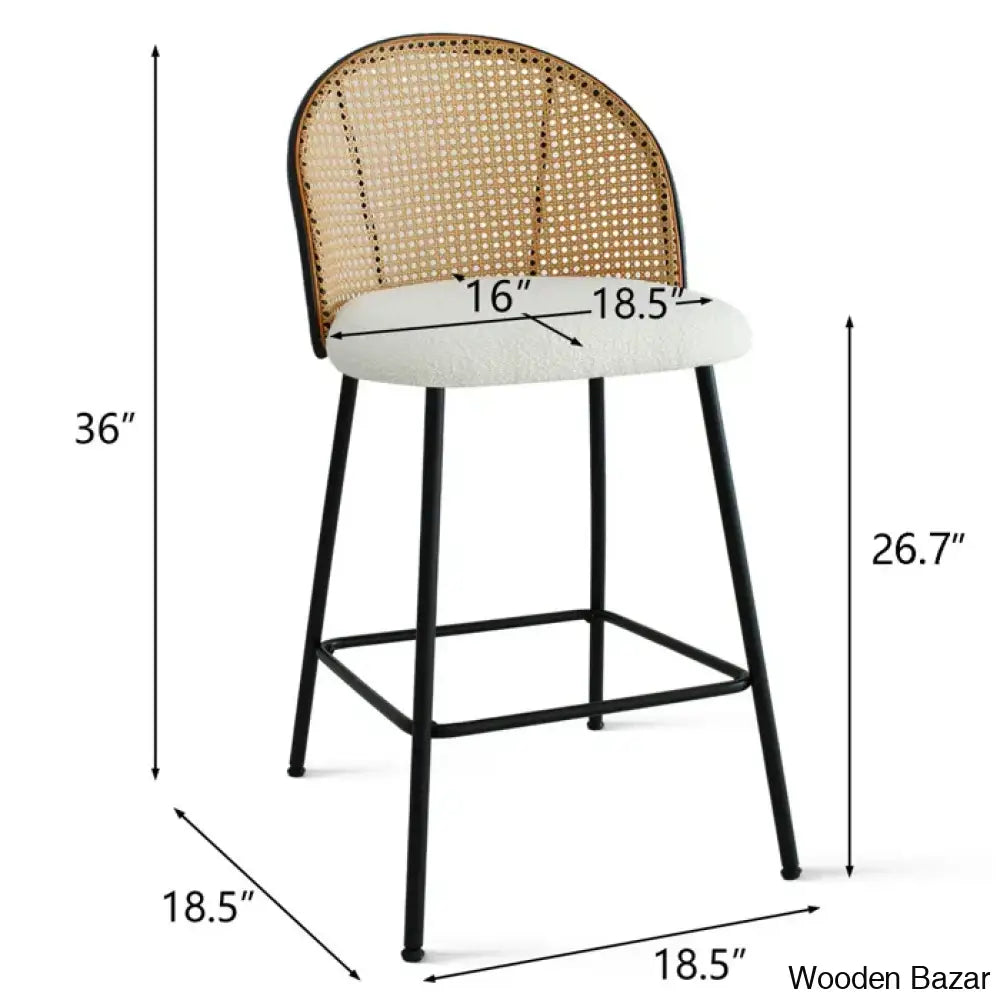 Attallas Swivel Upholstered 26.7’’ Rattan Counter And Bar Stool (Set Of 2)