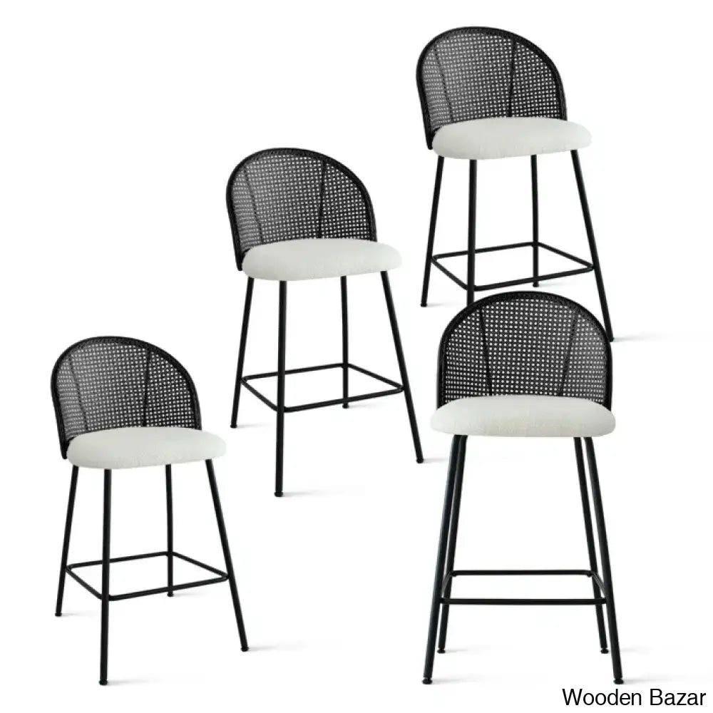 Attallas Swivel Upholstered 26.7’’ Rattan Counter And Bar Stool (Set Of 2)