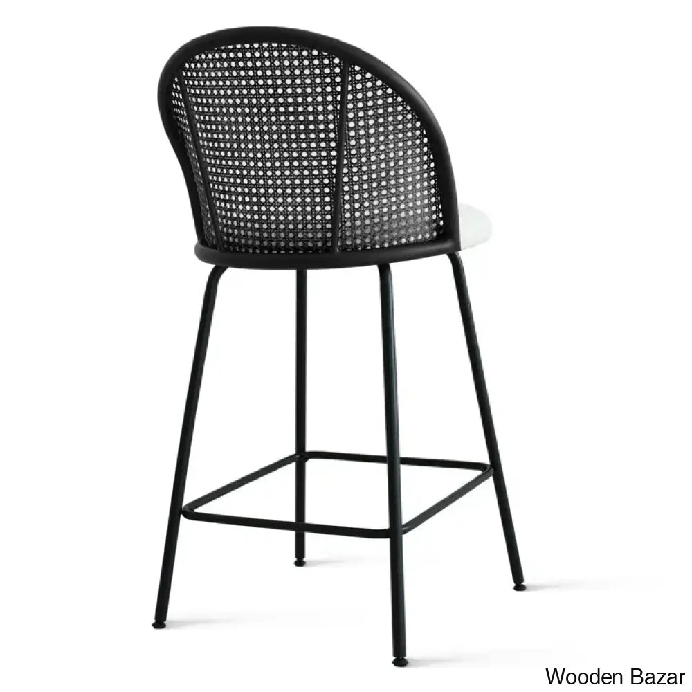 Attallas Swivel Upholstered 26.7’’ Rattan Counter And Bar Stool (Set Of 2)