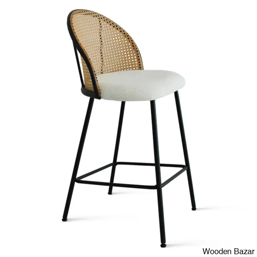 Attallas Swivel Upholstered 26.7’’ Rattan Counter And Bar Stool (Set Of 2)