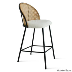 Attallas Swivel Upholstered 26.7’’ Rattan Counter And Bar Stool (Set Of 2)