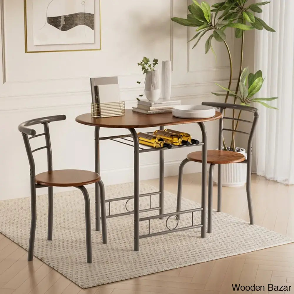 Atwell 2 Seater Dining Table Set - Wooden Bazar