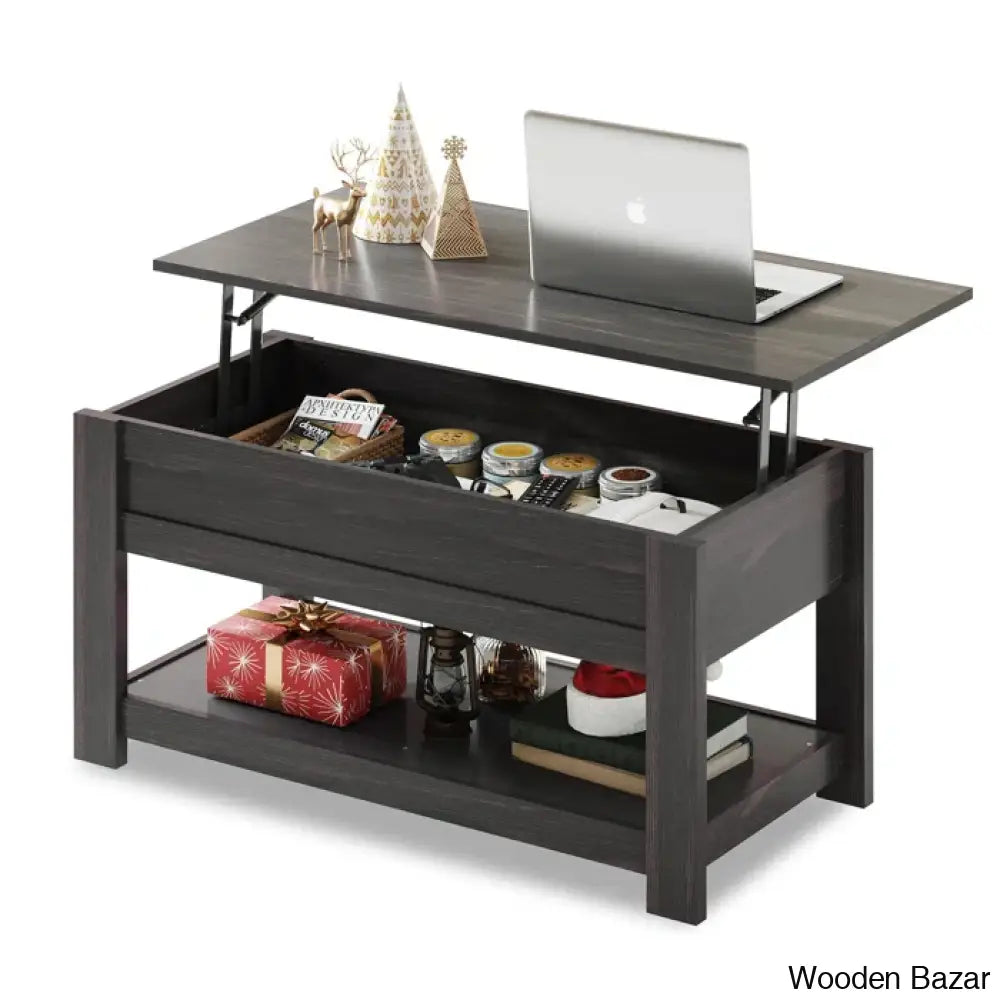 Auddies Modern 39’’ Lift Top Coffee And Center Table With Storage Shelf