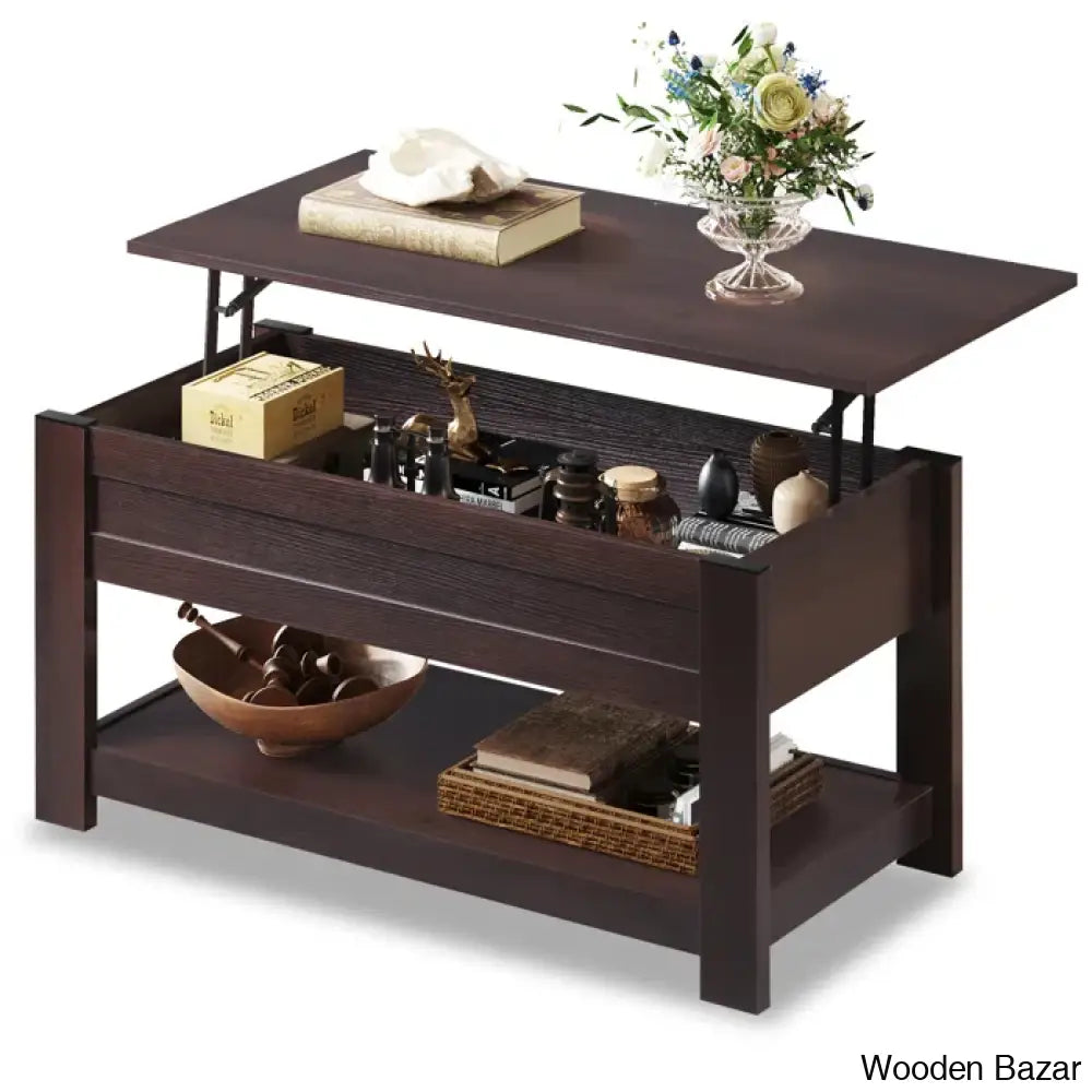 Auddies Modern 39’’ Lift Top Coffee And Center Table With Storage Shelf