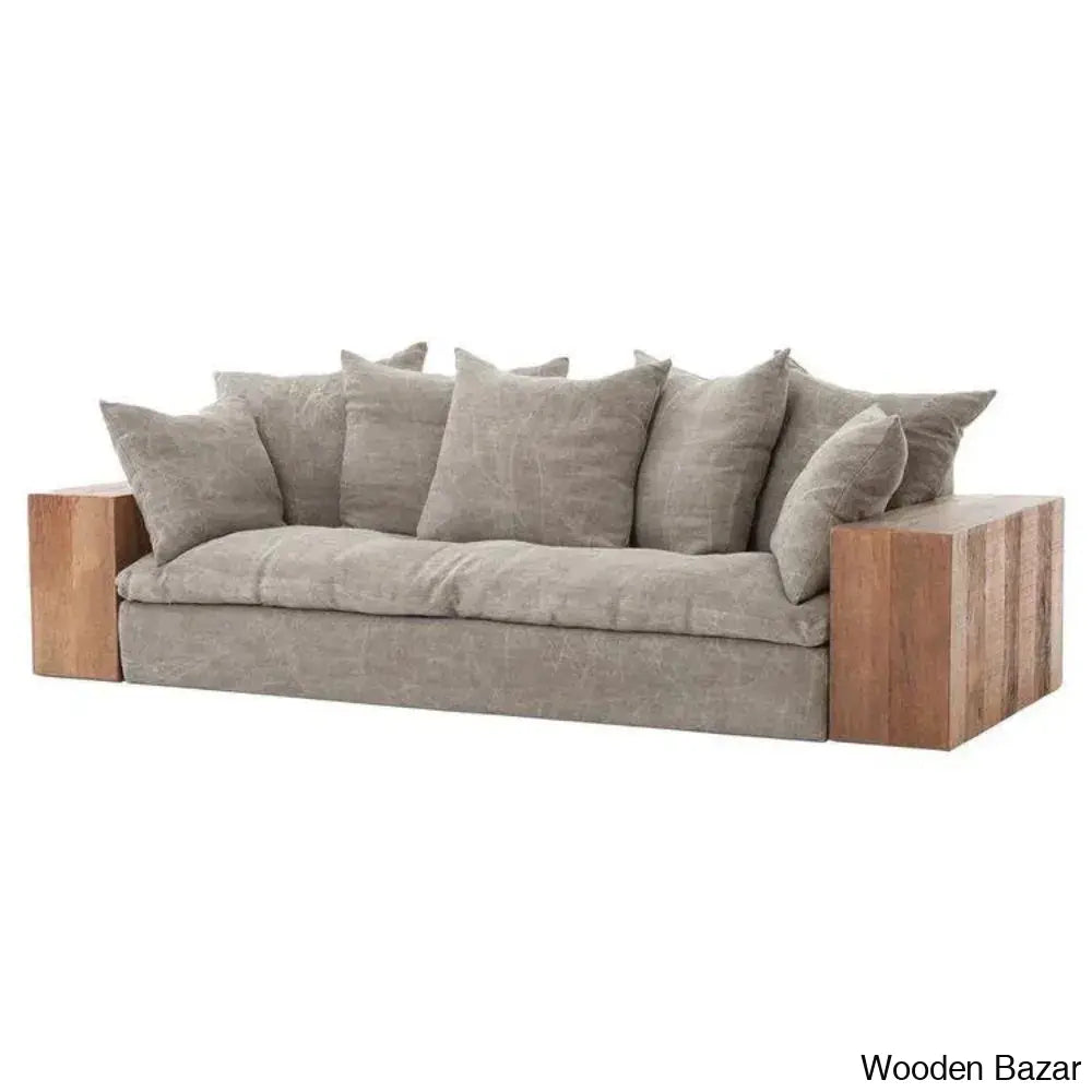 Aurora Contemporary Solid Wood Upholstered Sofa With Sleek Couch For Modern Living Spaces