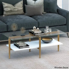 Aurray Glass Top Coffee And Center Table