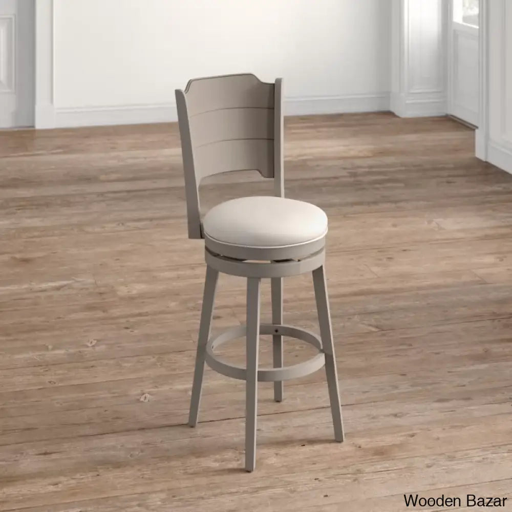 Authemento Swivel Upholstered Counter And Bar Stool With Solid Wood Frame