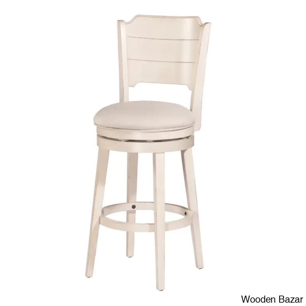 Authemento Swivel Upholstered Counter And Bar Stool With Solid Wood Frame