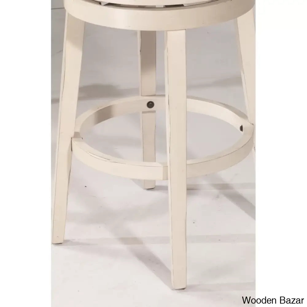 Authemento Swivel Upholstered Counter And Bar Stool With Solid Wood Frame