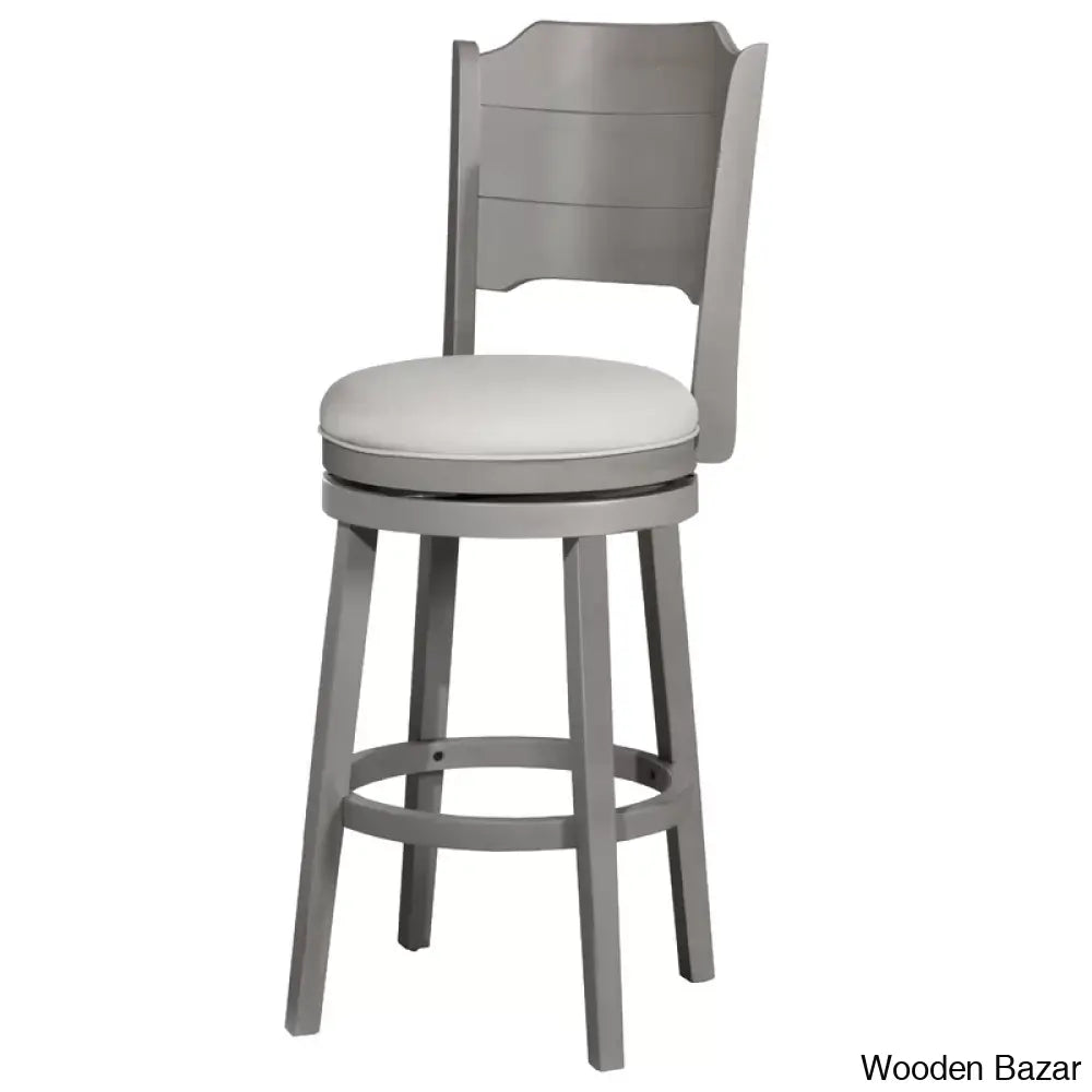 Authemento Swivel Upholstered Counter And Bar Stool With Solid Wood Frame