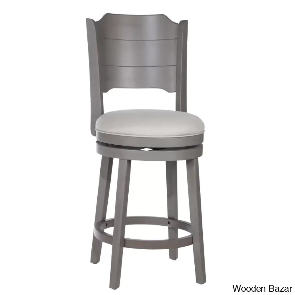 Authemento Swivel Upholstered Counter And Bar Stool With Solid Wood Frame