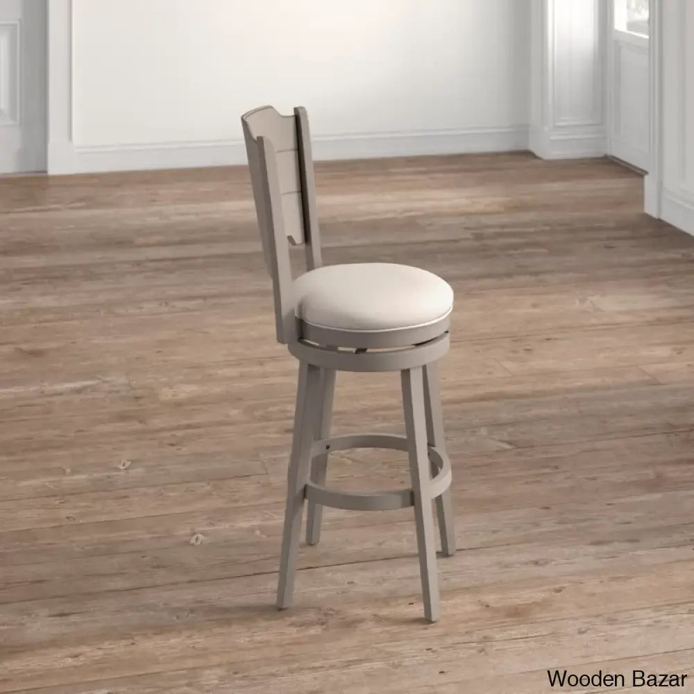 Authemento Swivel Upholstered Counter And Bar Stool With Solid Wood Frame