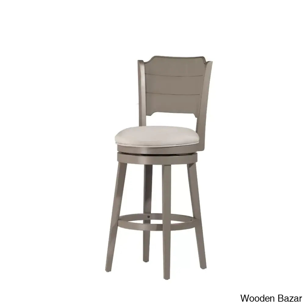 Authemento Swivel Upholstered Counter And Bar Stool With Solid Wood Frame